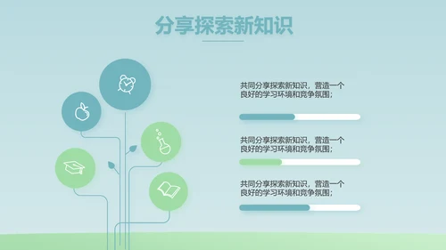 蓝色大气生物学主题班会PPT动态