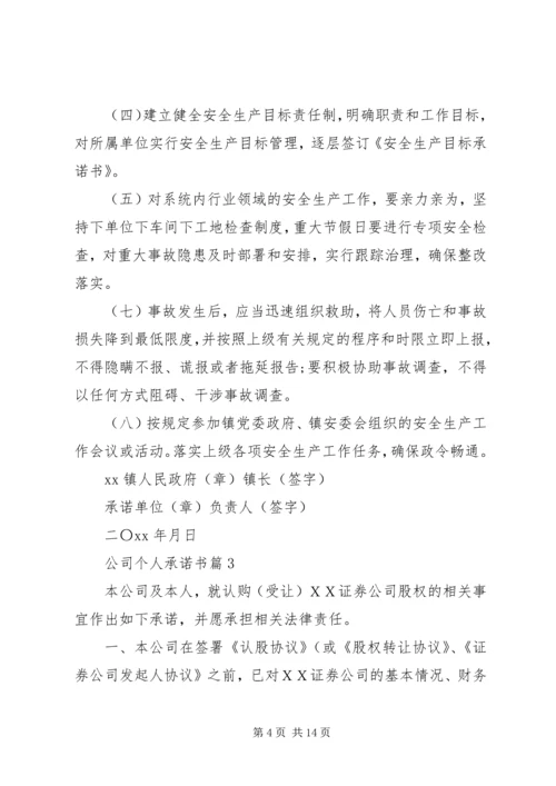 公司个人承诺书合集八篇.docx