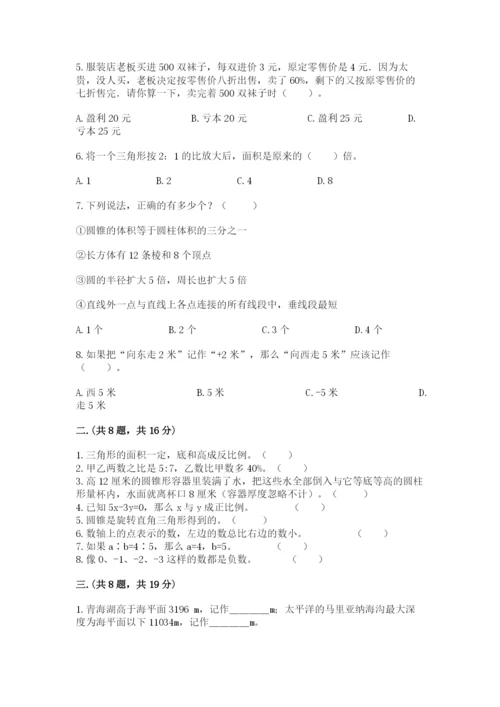 苏教版六年级数学小升初试卷含完整答案（夺冠）.docx