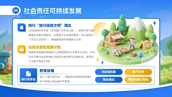 蓝色卡通探索世界发现美好PPT模板