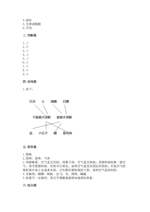 教科版一年级下册科学期末测试卷【中心小学】.docx
