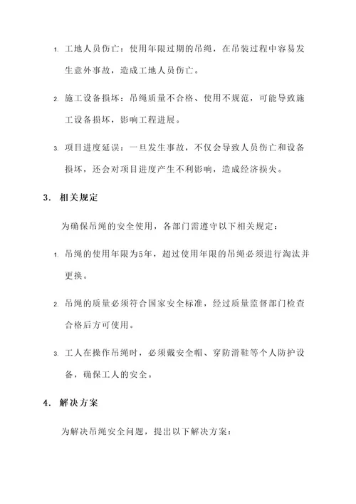 吊绳安全监理通知单