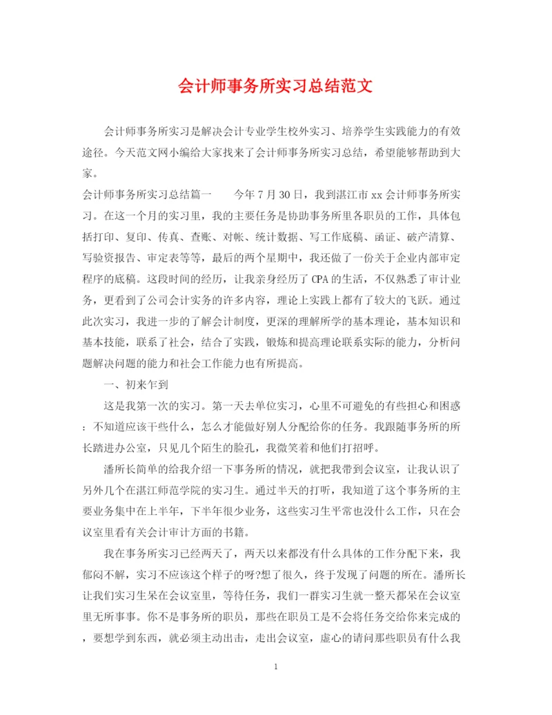 精编之会计师事务所实习总结范文.docx