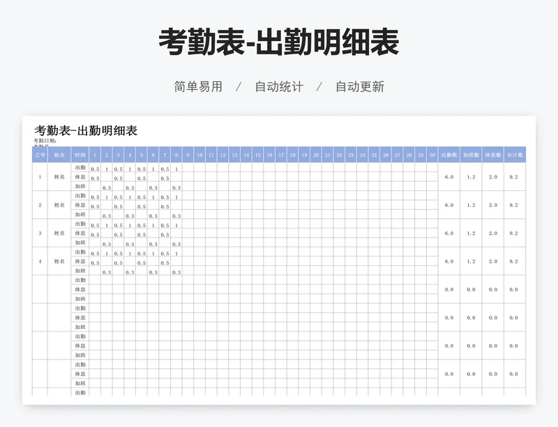 考勤表-出勤明细表