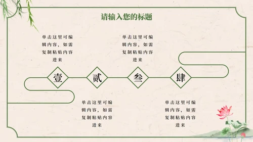 绿色中国风水墨荷花诗词赏析学习课件PPT模板