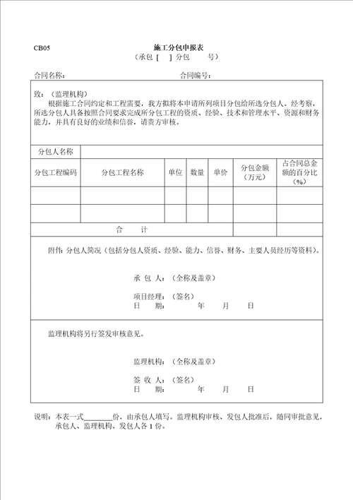 水利工程资料表格全套本部分包括施工单位用表及监理单