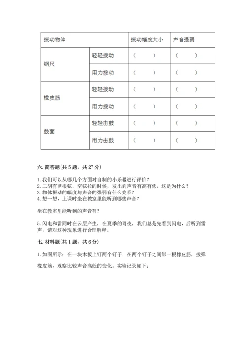 教科版科学四年级上册第一单元声音测试卷（历年真题）word版.docx