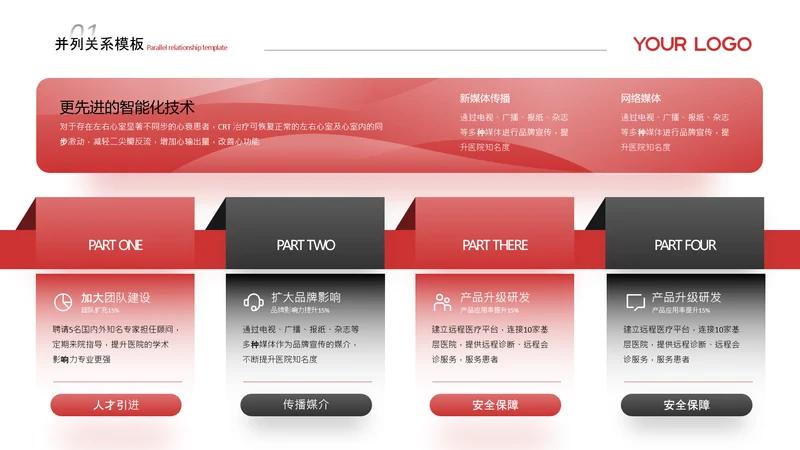 黑红简约风并列关系页