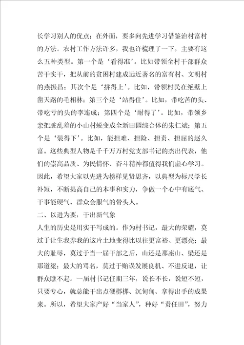 在村党支部书记专题读书班上的党课讲稿