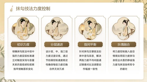 棕色系中国风关于演奏古筝教学计划主题PPT模板