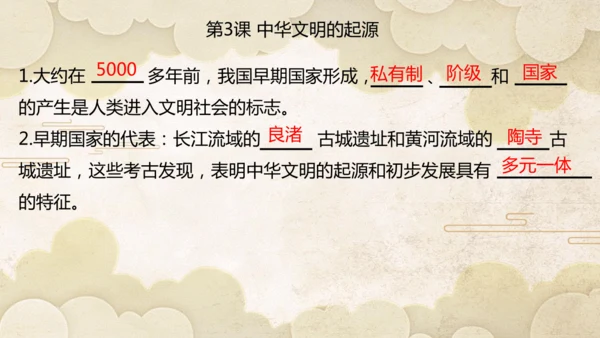 第一单元 史前时期：原始社会与中华文明的起源  单元复习课件（20张PPT）