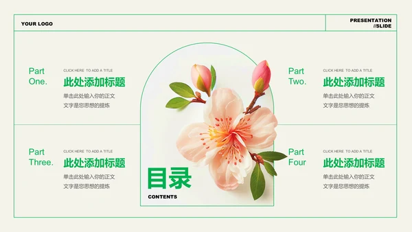 绿色文艺清新风总结汇报PPT演示模板