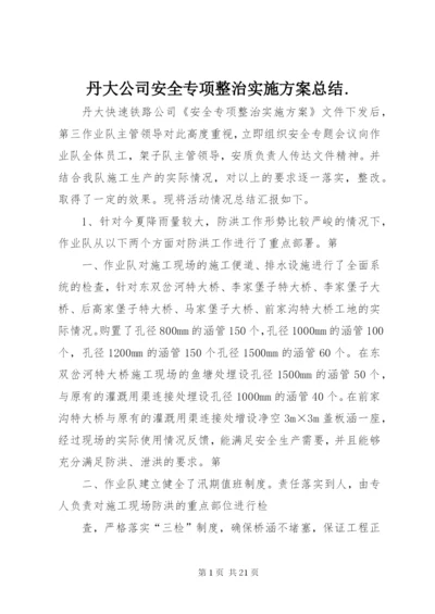 丹大公司安全专项整治实施方案总结.docx