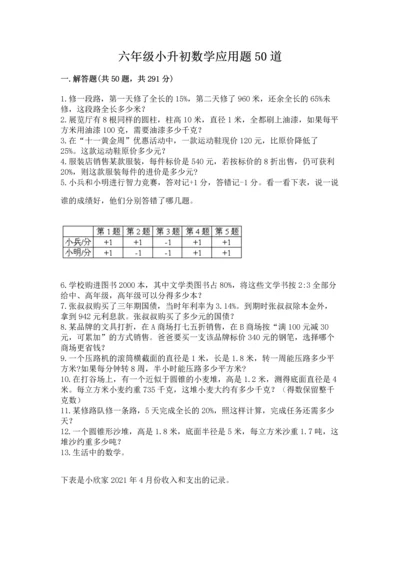 六年级小升初数学应用题50道及一套完整答案.docx