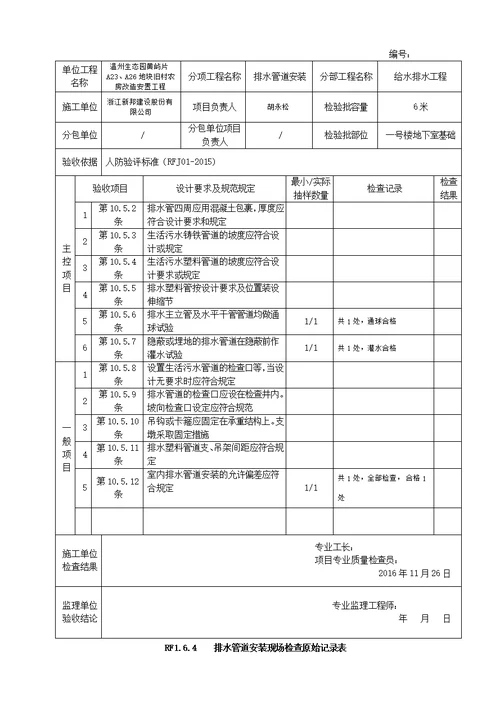 人防资料带现场验收验收记录表