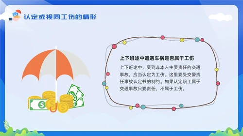 黄蓝简约工伤保险及处理流程PPT模板宣传PPT动态PPT