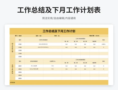 简约风工作总结与下月工作计划表