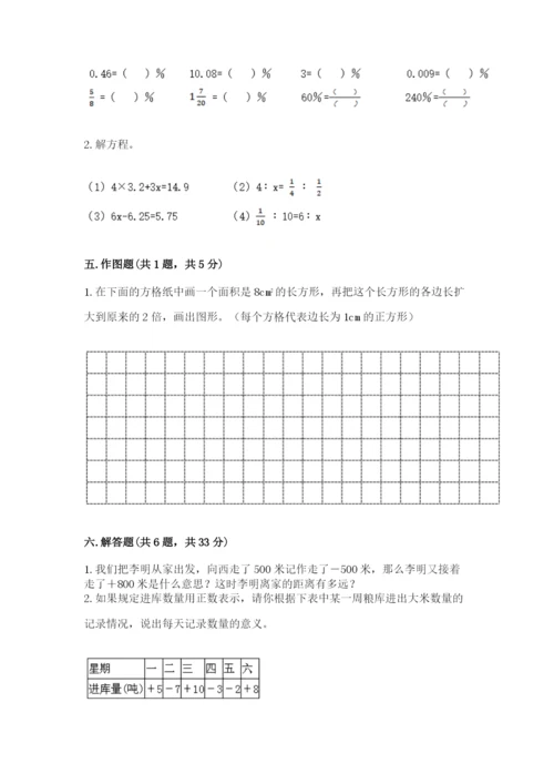 冀教版小学六年级下册数学期末综合素养测试卷附答案（满分必刷）.docx