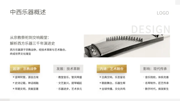 灰色中国风中西乐器辨识会PPT模板