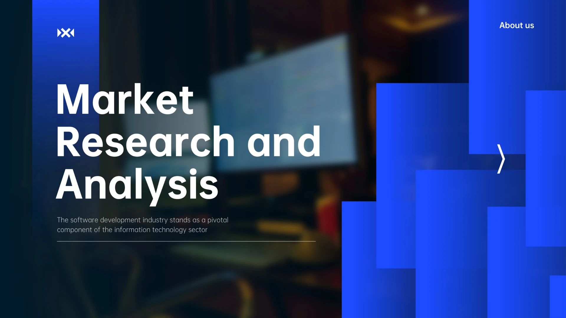 深蓝色欧美风英文市场研究与分析PPT模板