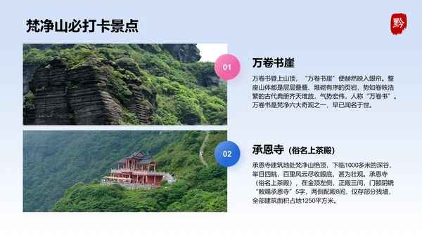蓝色摄影风贵州旅游景点介绍PPT模板