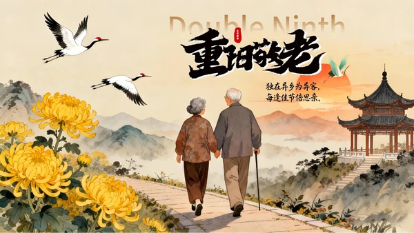 橙色中国风重阳节通用PPT模板