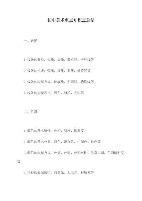 初中美术重点知识点总结
