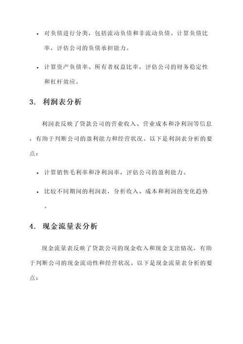 贷款公司财务分析方案