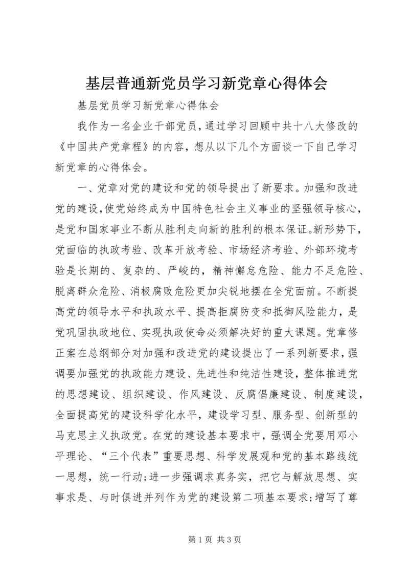 基层普通新党员学习新党章心得体会 (6).docx