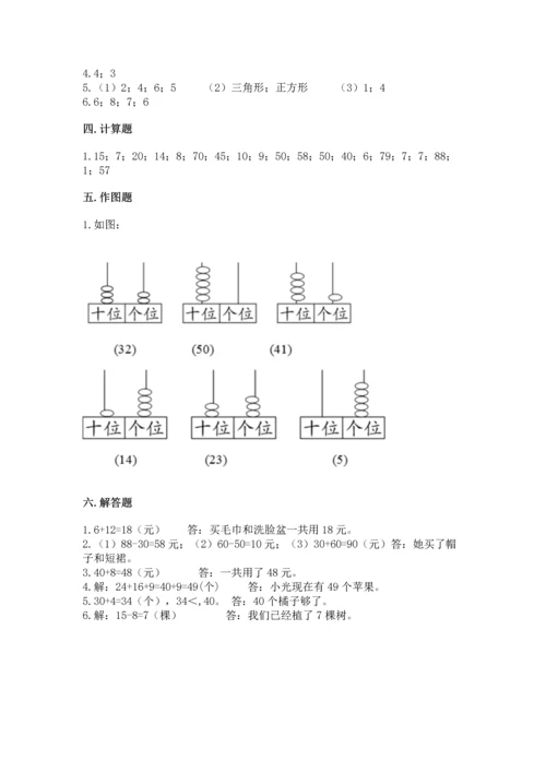 人教版一年级下册数学期末测试卷及参考答案（新）.docx