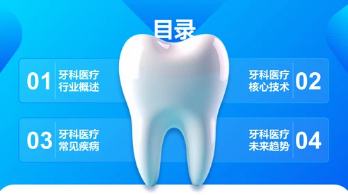 蓝色3D牙科医疗现状与发展趋势PPT模板