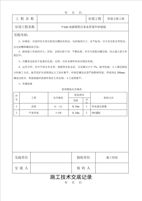 2自来水管道技术交底