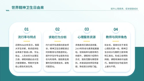 绿色插画风心理健康讲座PPT模板