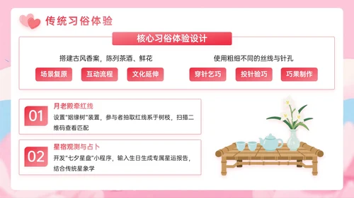 粉色插画风相约七夕活动策划PPT模板