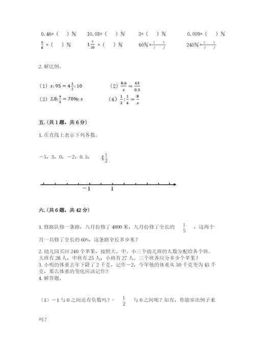 人教版六年级数学下学期期末测试题附参考答案（巩固）.docx