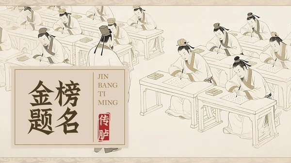 淡金素雅白描中国风中考激励PPT模板