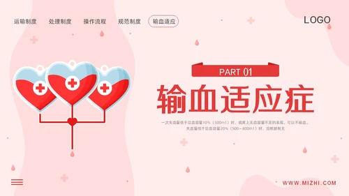 红色插画输血制度PPT模板宣传PPT动态PPT医疗护理