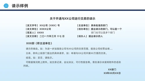 蓝色水彩简约商务公文写作培训PPT