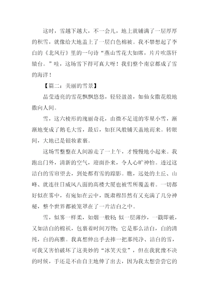 美丽的雪景作文.docx