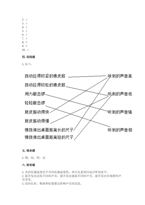 教科版科学四年级上册第一单元声音测试卷（实验班）.docx