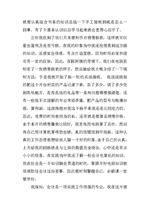 XX年会计社会实践报告XX字