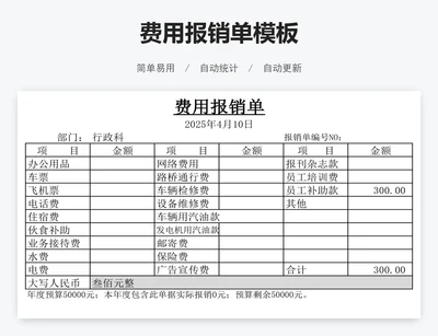 费用报销单模板