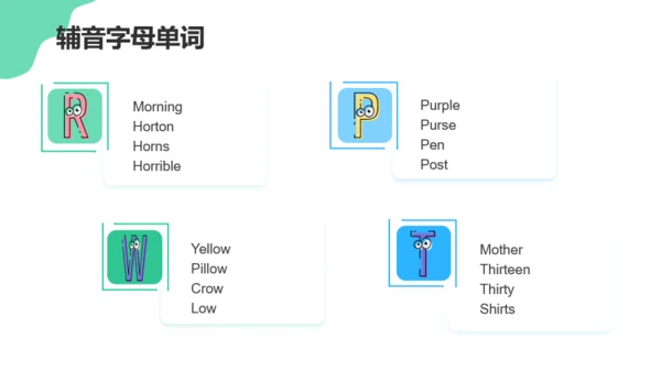 绿色活泼卡通英语学习课件PPT模板