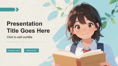 绿色手绘动漫插画风大学生班长竞选自我介绍主题模板