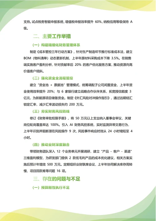 CFO首席财务官年中工作总结(年度年终通用)