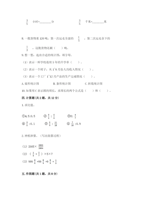 2022六年级上册数学期末测试卷附答案【a卷】.docx