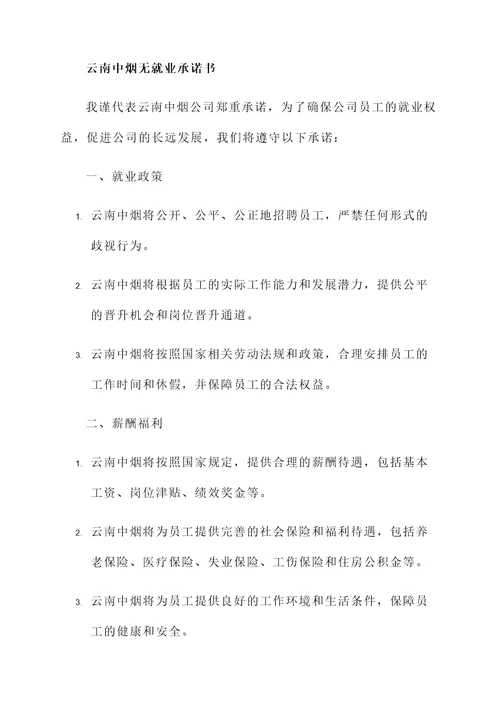 云南中烟无就业承诺书