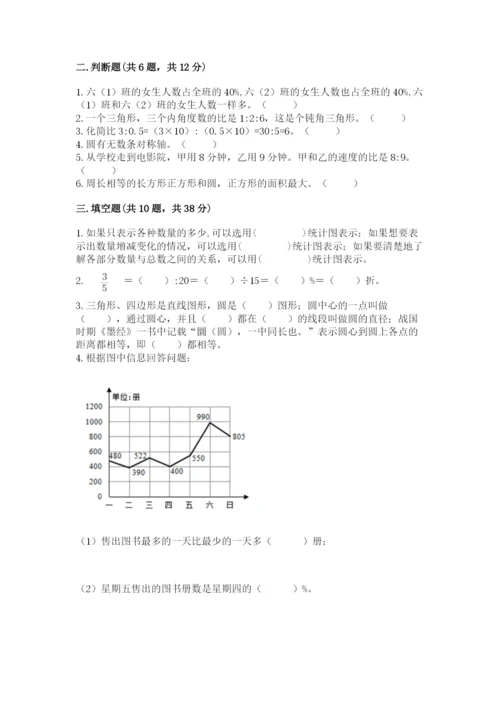 2022人教版六年级上册数学期末测试卷及完整答案【历年真题】.docx