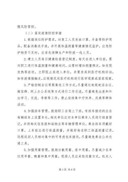 集团公司XX年复工方案范文.docx