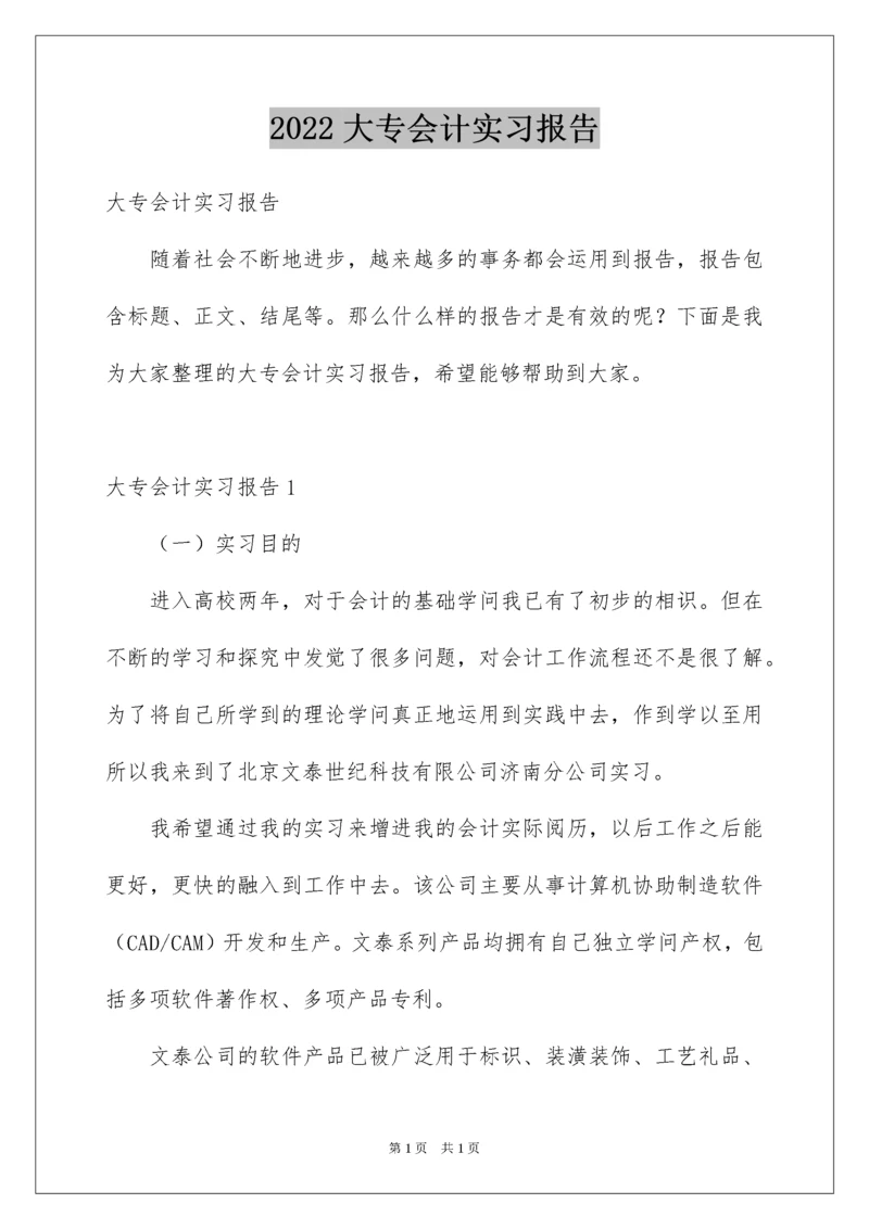 2022大专会计实习报告.docx